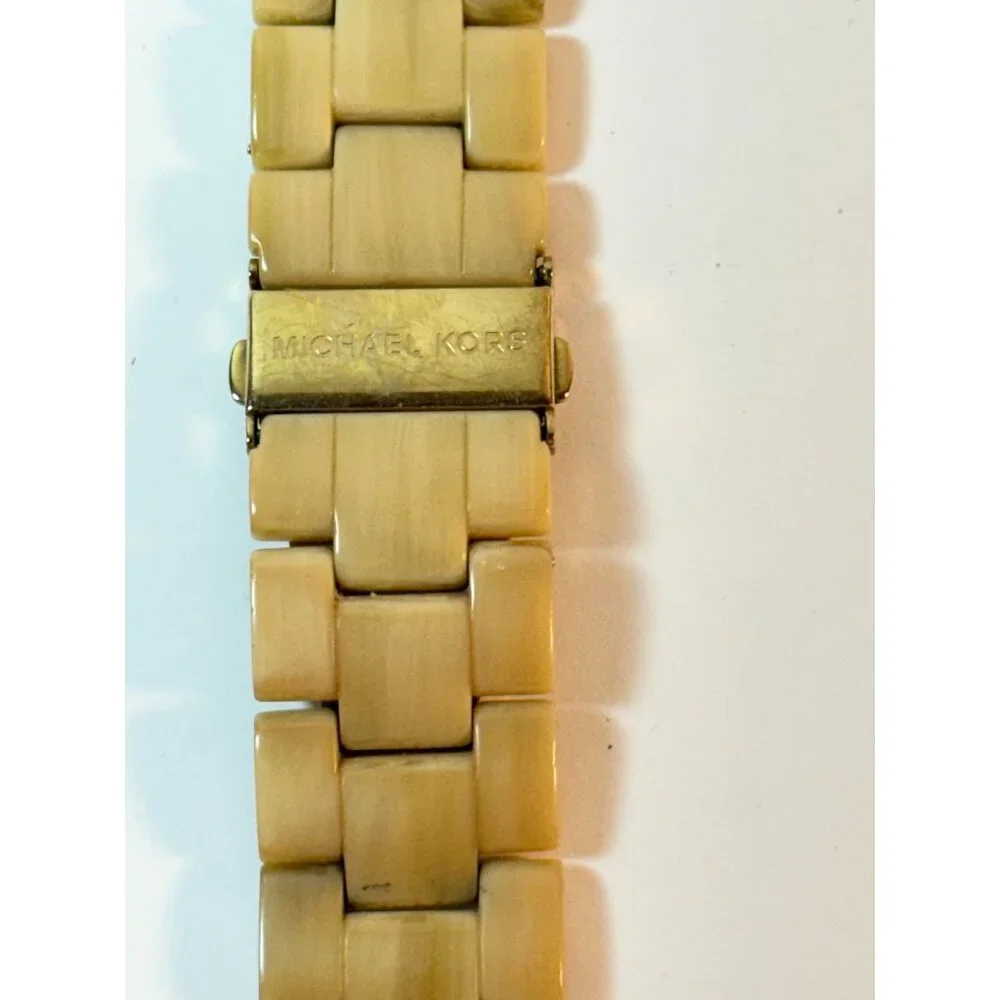 Michael Kors Watches Faux Tortoise Beige Lot of 2 READ LOTS OF WEAR AS IS
